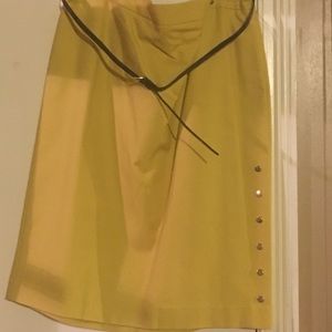 Mustard Yellow Skirt with Gold Side buttons